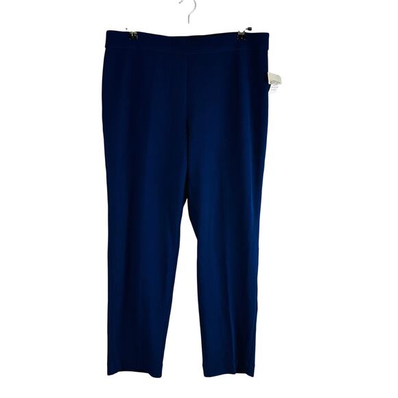 New Kasper Woman Sz 1X Plus Dress Pants Pull On Comfort Waist Blue Crepe  NWT - Picture 1 of 9